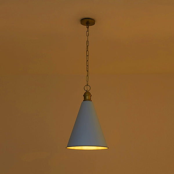 Chandelierias - 1 - Light Lake Blue Long Flared Shade Hanging Pendant - Pendants - Brass & Blue - 2 - Pack