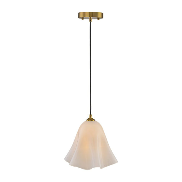 Chandelierias-1-Light Lustrous Tulip Glass Island Pendant-Pendants-Brass-