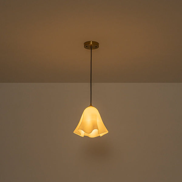 Chandelierias-1-Light Lustrous Tulip Glass Island Pendant-Pendants-Brass-