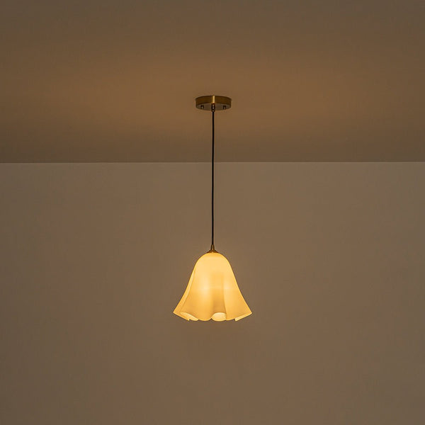 Chandelierias-1-Light Lustrous Tulip Glass Island Pendant-Pendants-Brass-