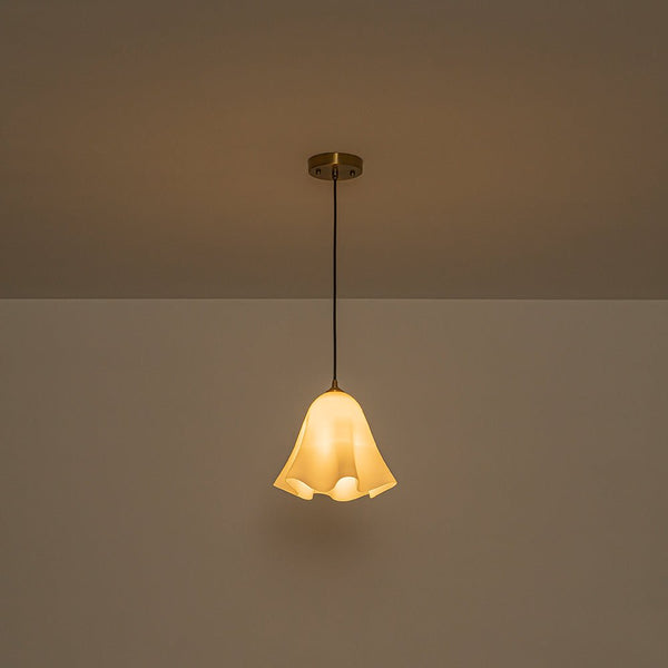 Chandelierias-1-Light Lustrous Tulip Glass Island Pendant-Pendants-Brass-