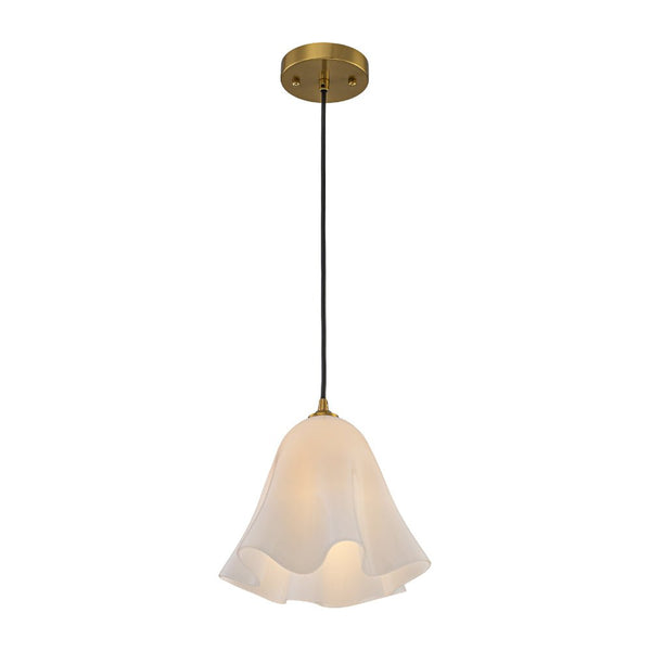 Chandelierias-1-Light Lustrous Tulip Glass Island Pendant-Pendants-Brass-
