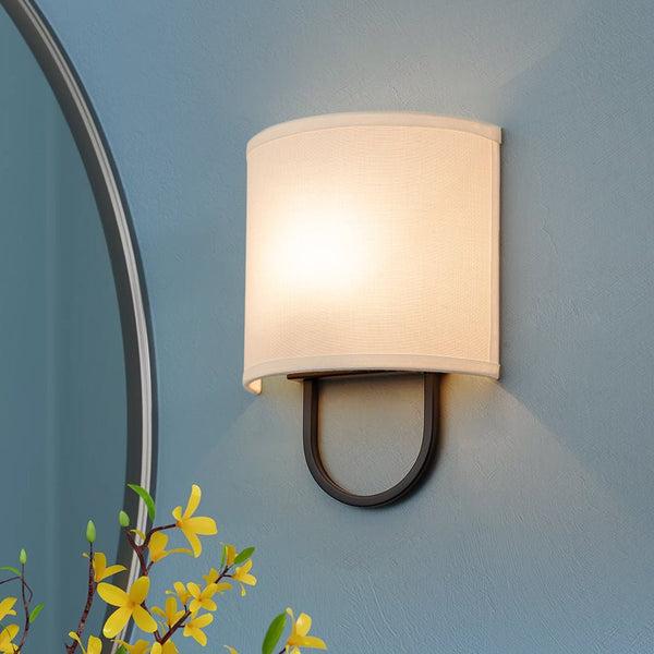 Chandelierias - 1 - Light Minimalist Arch - bridge Shaped Linen Wall Sconce - Wall Light - Oil - rubbed Bronze - 