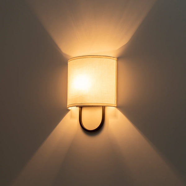 Chandelierias - 1 - Light Minimalist Arch - bridge Shaped Linen Wall Sconce - Wall Light - Oil - rubbed Bronze - 