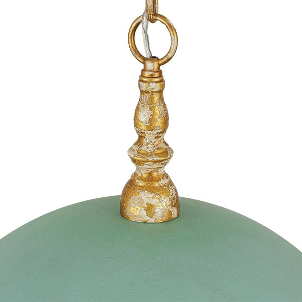 Chandelierias-1-Light Mint Green Chipped Paint Dome Pendant-Pendants-18.5 in-