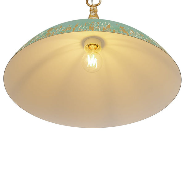 Chandelierias-1-Light Mint Green Chipped Paint Dome Pendant-Pendants-18.5 in-