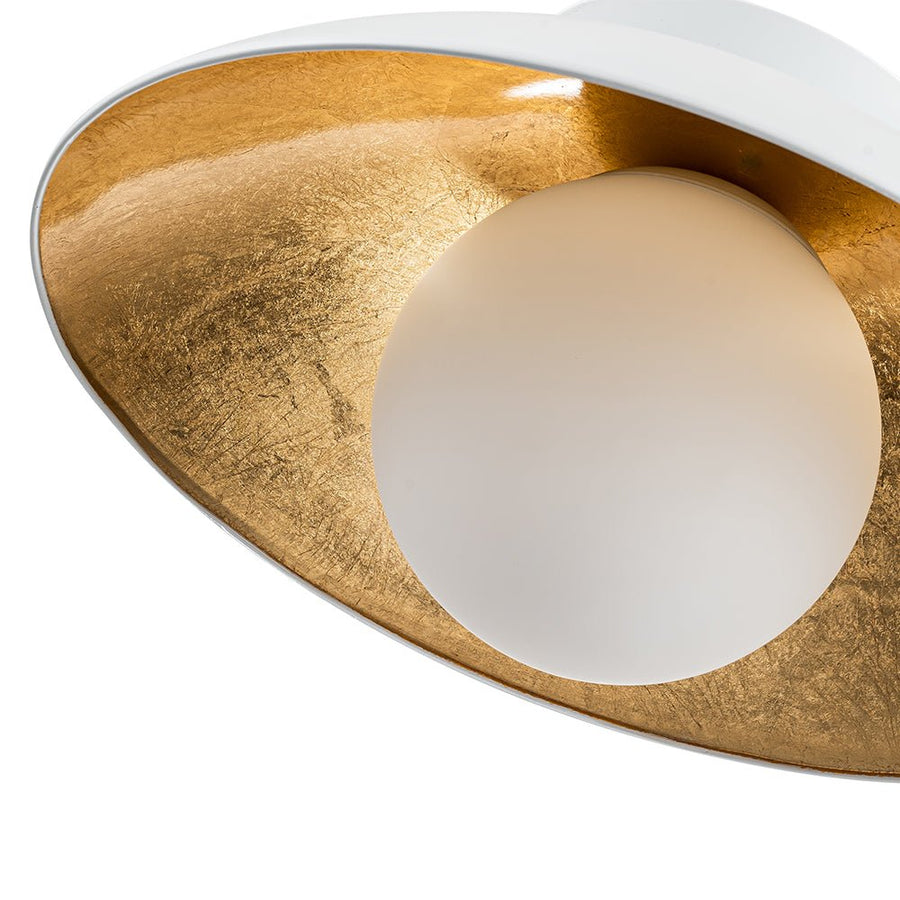 Chandelierias-1-Light Nordic Gold Leaf Dome Pendant-Pendant-White-
