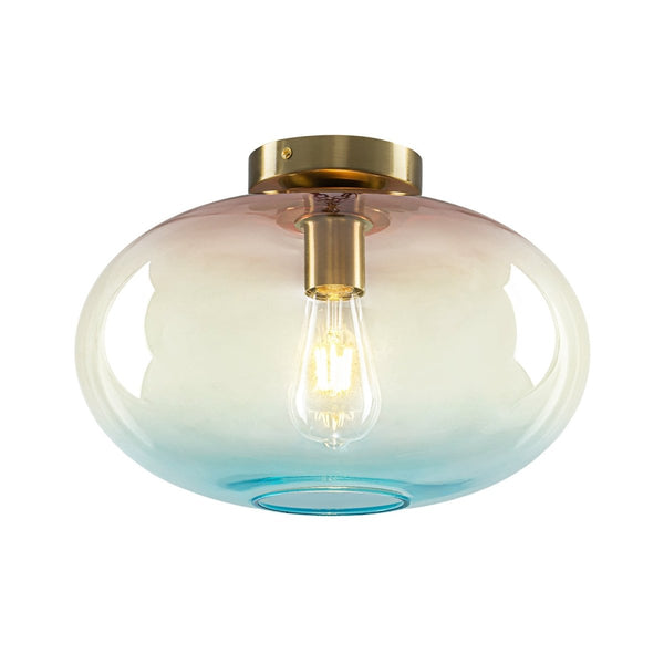 Chandelierias-1-Light Ombre Oval Glass Semi-flush Mount-Semi Flush-Ombre Sunset Ocean-