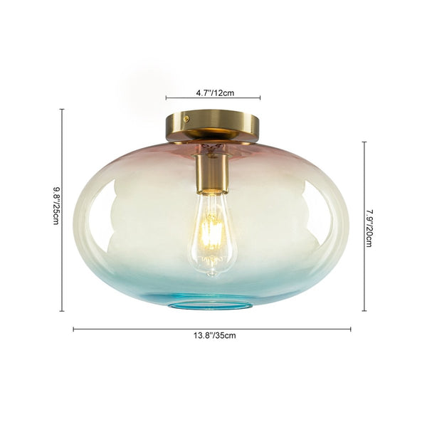 Chandelierias-1-Light Ombre Oval Glass Semi-flush Mount-Semi Flush-Ombre Sunset Ocean-
