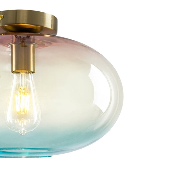 Chandelierias-1-Light Ombre Oval Glass Semi-flush Mount-Semi Flush-Ombre Sunset Ocean-