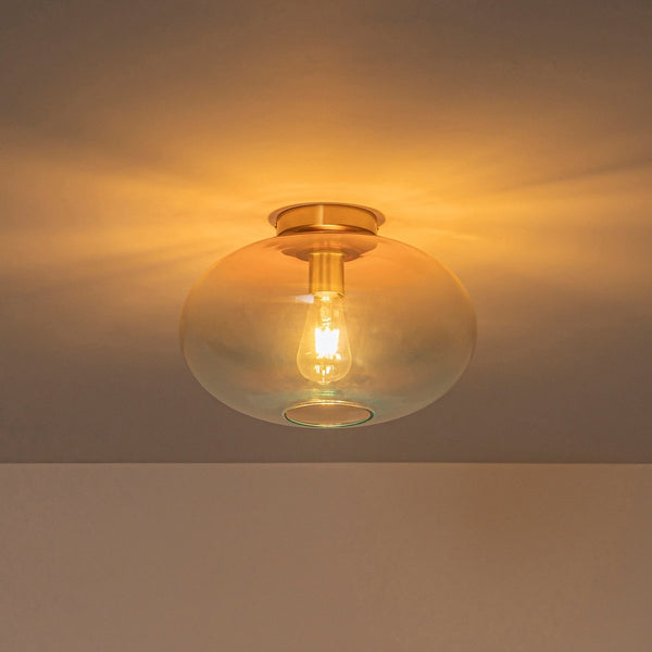 Chandelierias-1-Light Ombre Oval Glass Semi-flush Mount-Semi Flush-Ombre Sunset Ocean-