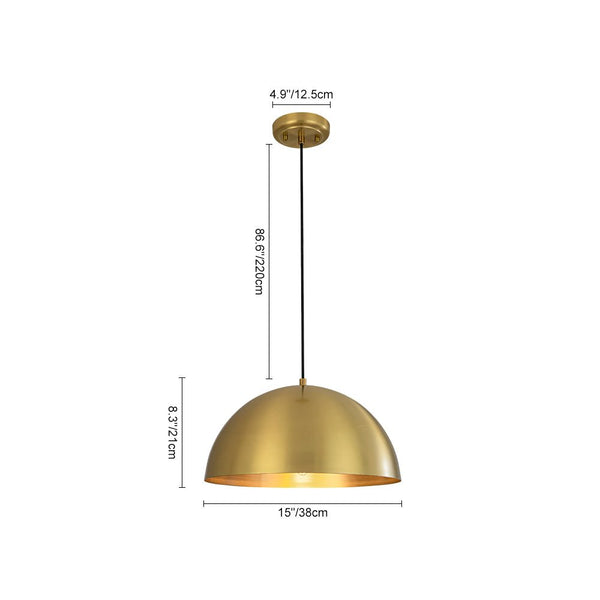 Chandelierias - 1 - Light Oversized Antiqued Brass Single Dome Pendant - Pendant - Large - 