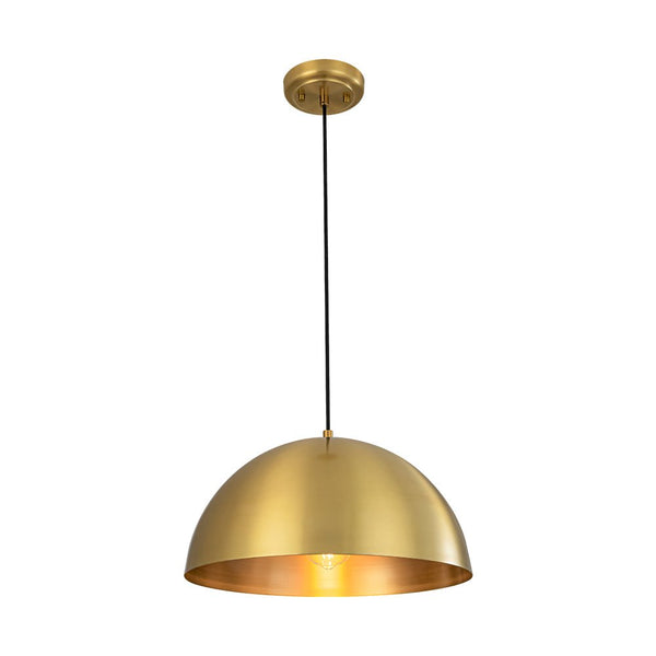 Chandelierias - 1 - Light Oversized Antiqued Brass Single Dome Pendant - Pendant - Large - 