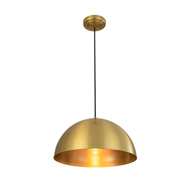 Chandelierias - 1 - Light Oversized Antiqued Brass Single Dome Pendant - Pendant - Large - 