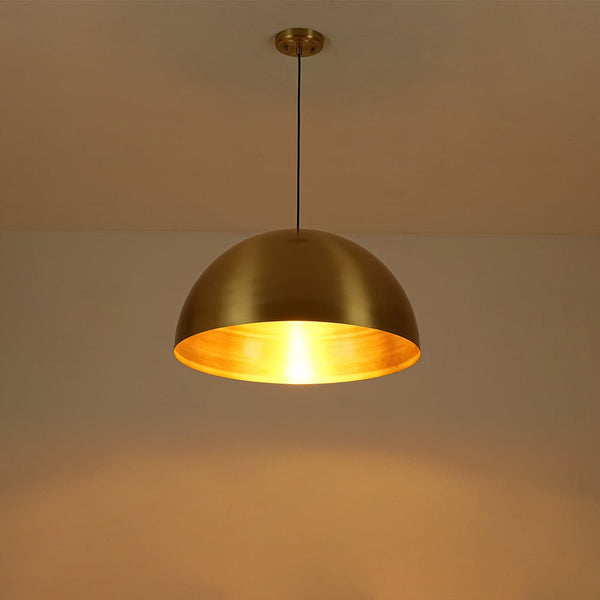 Chandelierias - 1 - Light Oversized Antiqued Brass Single Dome Pendant - Pendant - Large - 