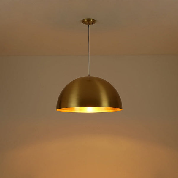 Chandelierias - 1 - Light Oversized Antiqued Brass Single Dome Pendant - Pendant - Large - 
