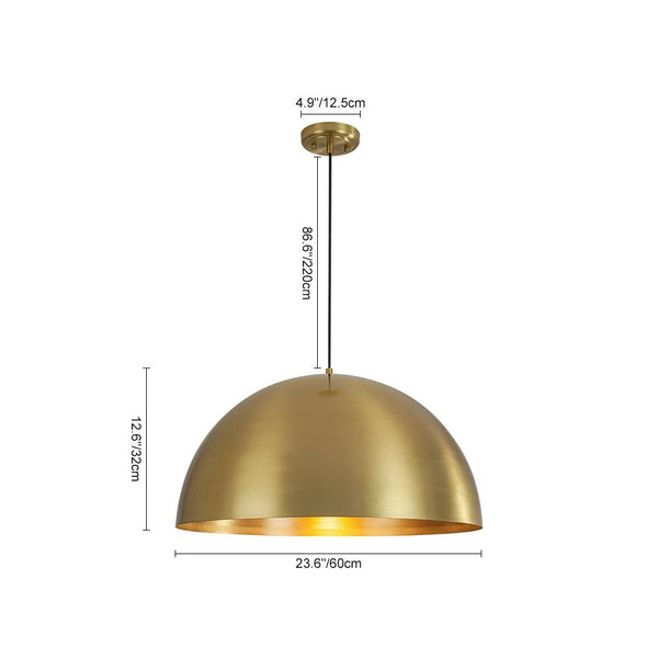 Chandelierias - 1 - Light Oversized Antiqued Brass Single Dome Pendant - Pendant - Large - 
