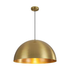 Chandelierias - 1 - Light Oversized Antiqued Brass Single Dome Pendant - Pendant - Medium - 