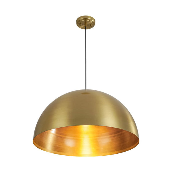 Chandelierias - 1 - Light Oversized Antiqued Brass Single Dome Pendant - Pendant - Medium - 