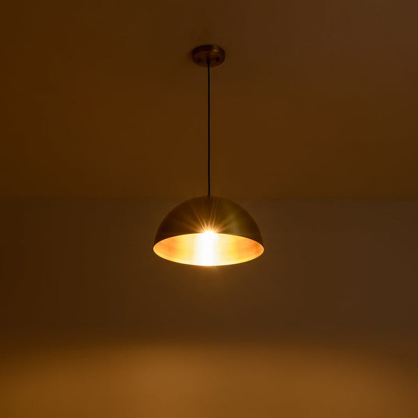 Chandelierias - 1 - Light Oversized Antiqued Brass Single Dome Pendant - Pendant - Medium - 