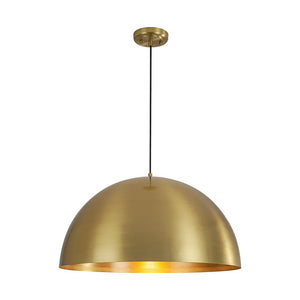 Chandelierias - 1 - Light Oversized Antiqued Brass Single Dome Pendant - Pendant - Medium - 