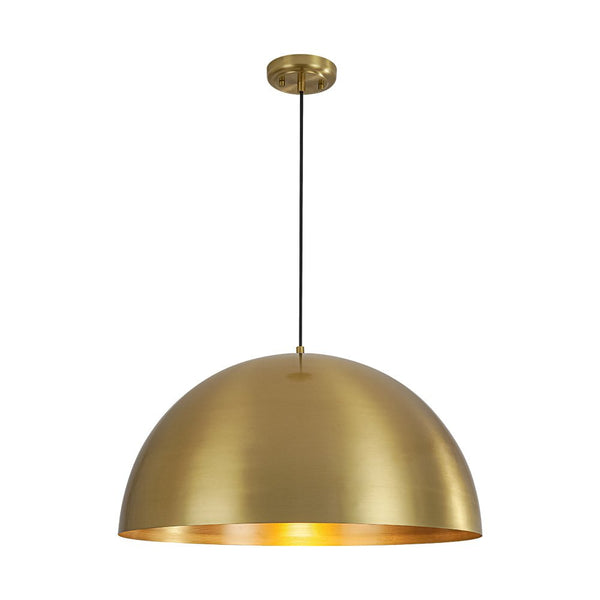 Chandelierias - 1 - Light Oversized Antiqued Brass Single Dome Pendant - Pendant - Medium - 