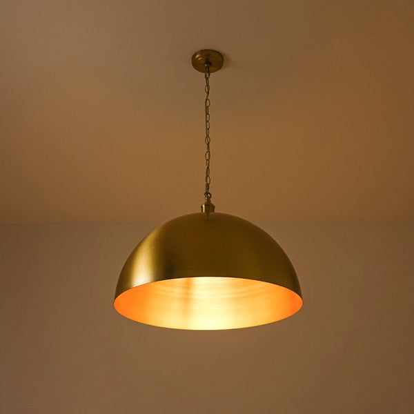 Chandelierias - 1 - Light Oversized Dimmable Metal Dome Pendant - Pendant - Brushed Brass - 15.7in