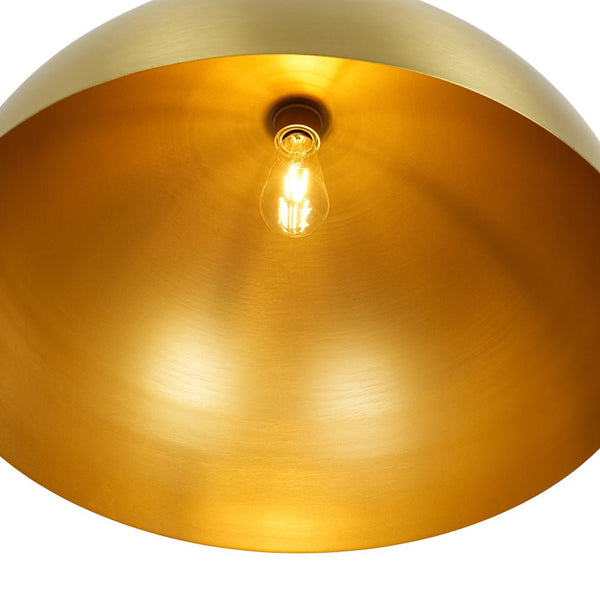 Chandelierias - 1 - Light Oversized Dimmable Metal Dome Pendant - Pendant - Brushed Brass - 15.7in