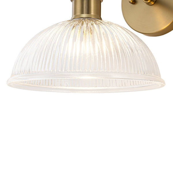 Chandelierias - 1 - Light Rotatable Head Ribbed Glass Wall Lamp - Wall Light - Brass - 2 - Pack