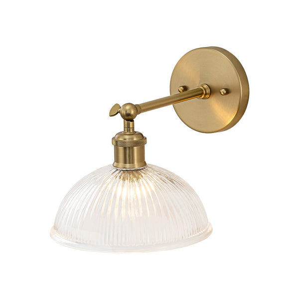 Chandelierias - 1 - Light Rotatable Head Ribbed Glass Wall Lamp - Wall Light - Brass - 2 - Pack