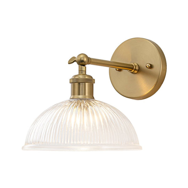 Chandelierias - 1 - Light Rotatable Head Ribbed Glass Wall Lamp - Wall Light - Brass - 2 - Pack