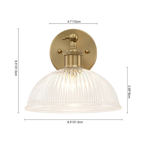 Chandelierias - 1 - Light Rotatable Head Ribbed Glass Wall Lamp - Wall Light - Brass - 2 - Pack