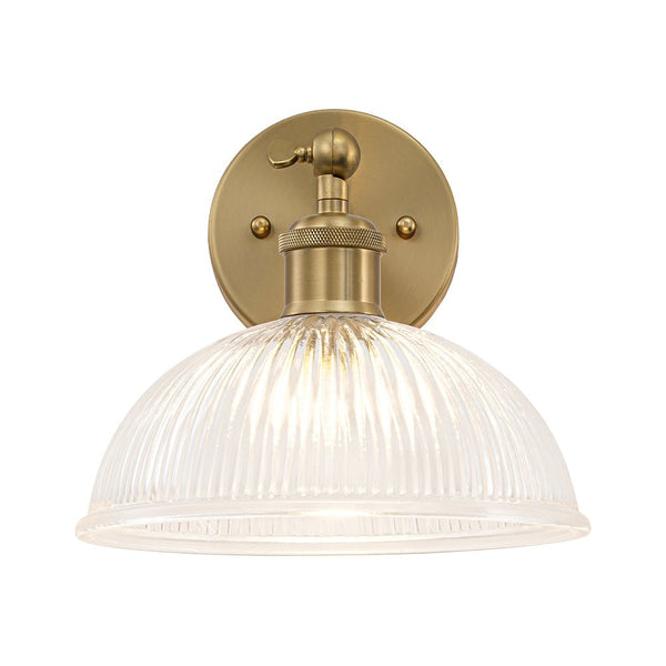 Chandelierias - 1 - Light Rotatable Head Ribbed Glass Wall Lamp - Wall Light - Brass - 2 - Pack