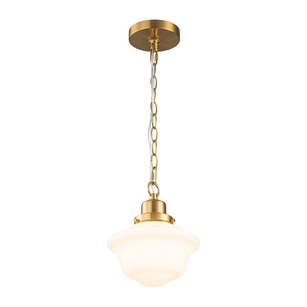 Chandelierias-1-Light Shiny Opal Trapezoid Glass Schoolhouse Pendant-Pendants-Brass-2-Pack
