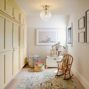 Chandelierias - 1 - Light Swirled Glass Globe Semi - flush Mount - Semi Flush - Brass - 