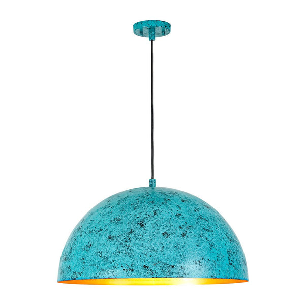 Chandelierias-1-Light Turquoise Speckled Oversized Domed Pendant-Pendants-Turquoise Blue-