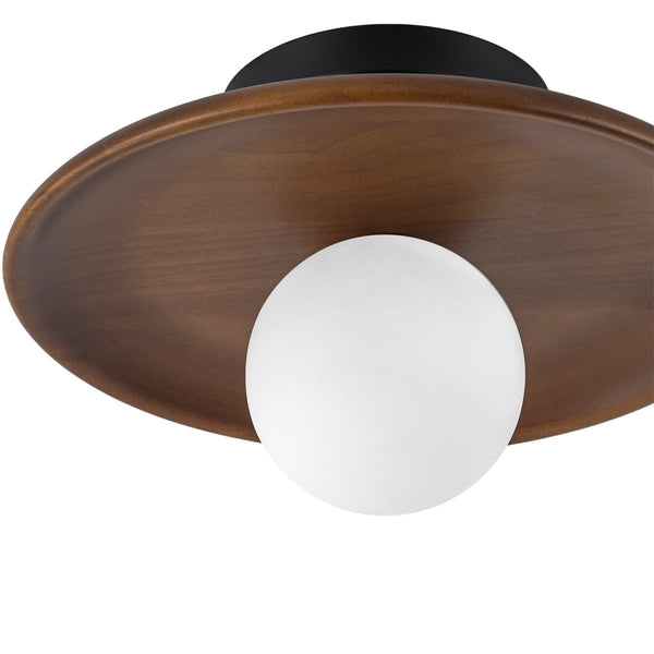Chandelierias-1-Light Walnut Wood Frosted Glass Mixed Semi-flush Mount-Semi Flush-2-Pack-