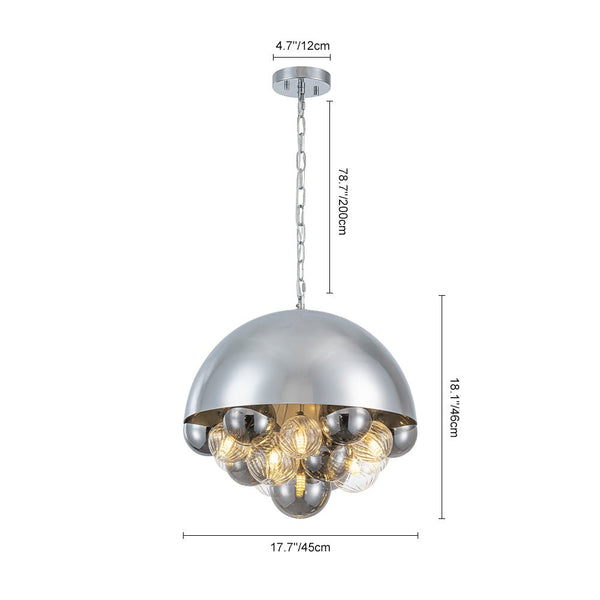 Chandelierias - 10 - Light Creative Cluster Glass Globe Dome Pendant - Pendant - Sliver - 