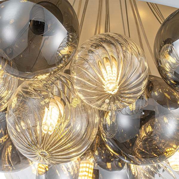 Chandelierias - 10 - Light Creative Cluster Glass Globe Dome Pendant - Pendant - Sliver - 