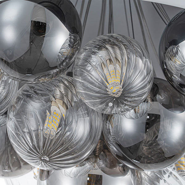 Chandelierias - 10 - Light Creative Cluster Glass Globe Dome Pendant - Pendant - Sliver - 