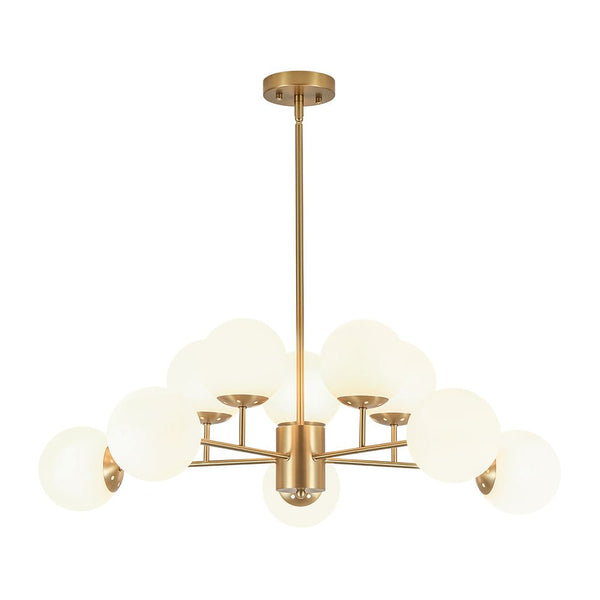 Chandelierias - 10 - Light Dual - Mount Sputnik Dimmable Frosted Glass Chandelier - Chandeliers - Brushed Brass - 