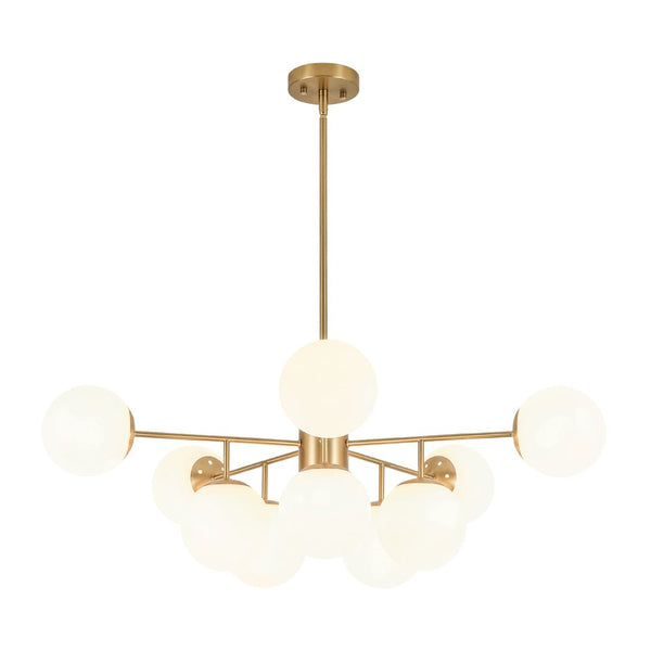 Chandelierias - 10 - Light Dual - Mount Sputnik Dimmable Frosted Glass Chandelier - Chandeliers - Brushed Brass - 
