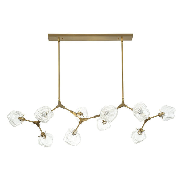 Chandelierias - 10 - Light Modern Ice Glass Cube Branch Linear Chandelier - Chandeliers - Brass - 10 Bulbs