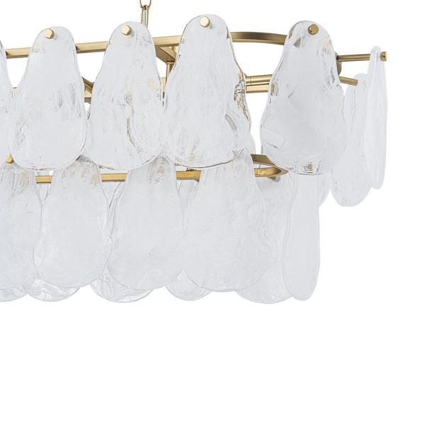 Chandelierias-10-Light White Strie Glass Linear Layered Chandelier-Chandeliers-Brass-