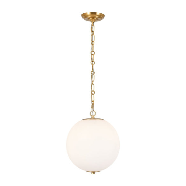 Chandelierias-11.8'' 1-Light Globe Frosted Glass Spherical Pendant-Pendants-Brass-2-Pack