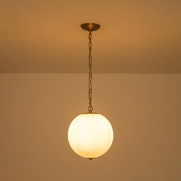 Chandelierias-11.8'' 1-Light Globe Frosted Glass Spherical Pendant-Pendants-Brass-2-Pack