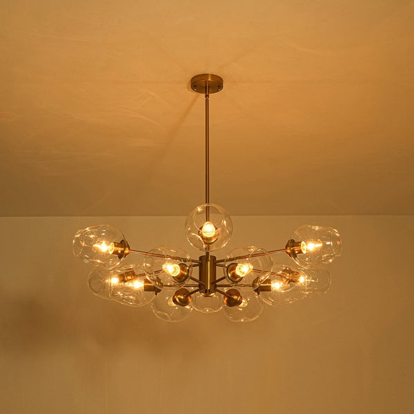 Chandelierias-12-Light Brass Sputnik Clear Dimpled Tulip Glass Tiered Chandelier-Chandeliers-Brass-