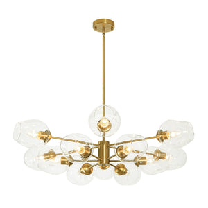 Chandelierias-12-Light Brass Sputnik Clear Dimpled Tulip Glass Tiered Chandelier-Chandeliers-Brass-