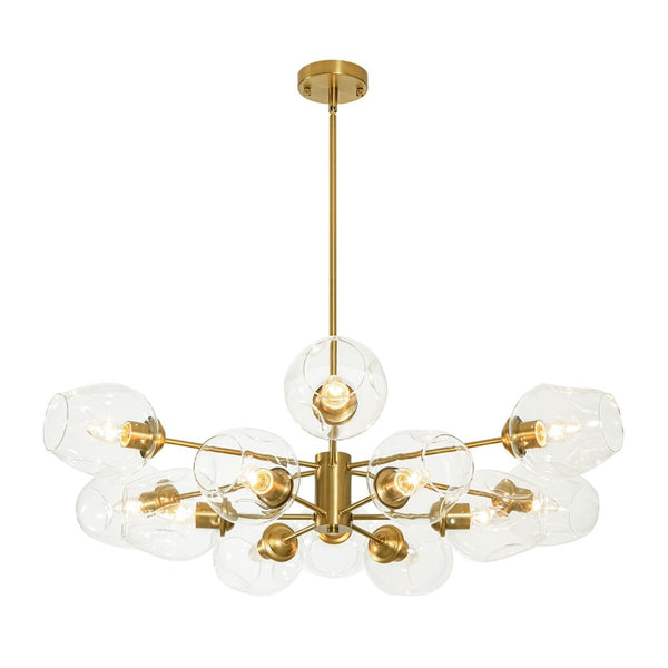 Chandelierias-12-Light Brass Sputnik Clear Dimpled Tulip Glass Tiered Chandelier-Chandeliers-Brass-