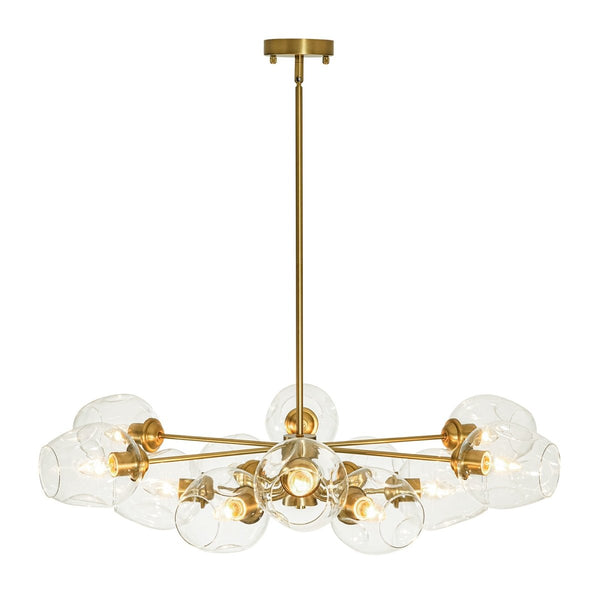 Chandelierias-12-Light Brass Sputnik Clear Dimpled Tulip Glass Tiered Chandelier-Chandeliers-Brass-